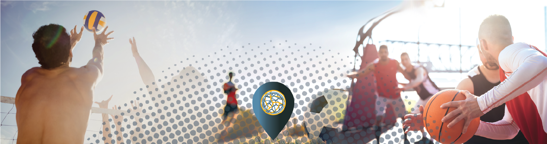 composite image of different sports scenesgraphic element